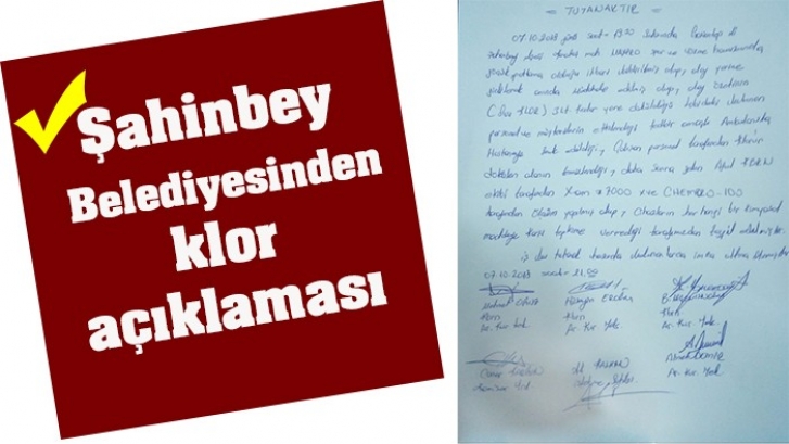 Şahinbey Belediyesinden klor açıklaması 